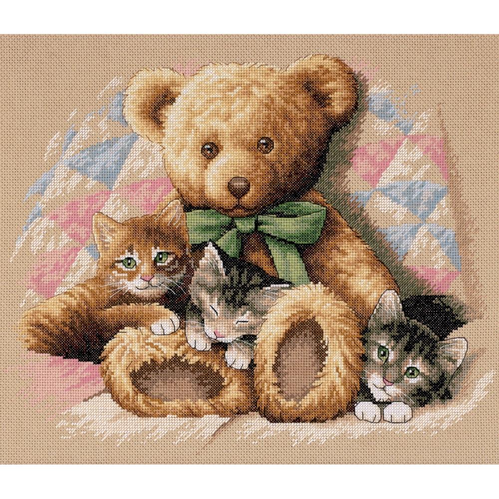 (image for) Teddy & Kittens Counted Cross Stitch Kit